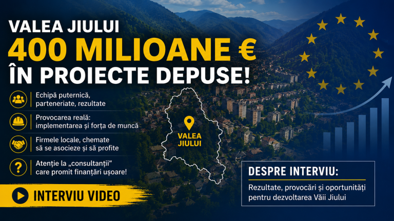 Alexandru Kelemen: Valea Jiului a depășit 400 de milioane de euro în proiecte depuse. Provocarea începe acum, odată cu implementarea